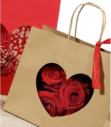 SAC KRAFT COEUR OUVERT 16X14X8CM les 12P