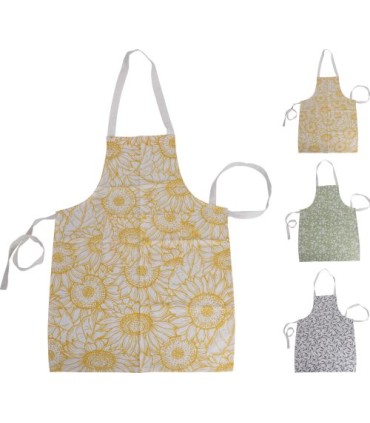 TABLIER COTON IMP.FLEUR ASSORT. couleurs les 3P