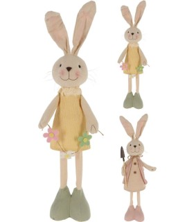 LAPIN DEBOUT ROSE JAUNE & ROSE H64CM ASS. les 2P