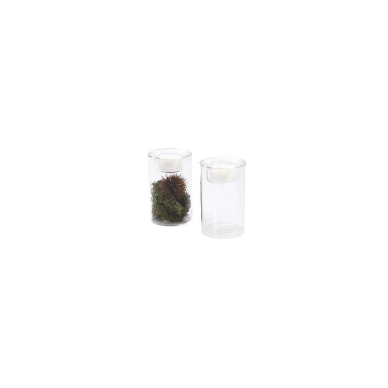 VERRE VASE+PORTE BOUGIE 06.5 H10.5CM les 6P