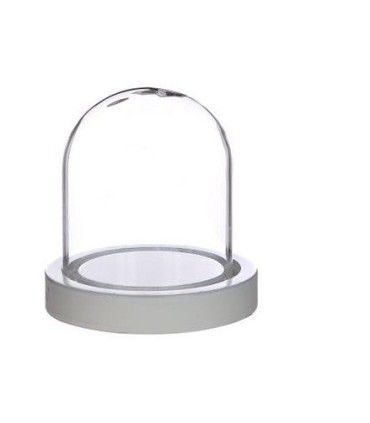 VERRE CLOCHE SUR PLATEAU BLANC Diam.10 H10CM/1P