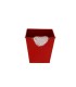 ZINC-POT ROUGE BORD COEUR CARRE 10x10 H10CM /6P
