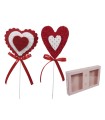 COEUR TISSU ROUGE +NOEUD les 18P