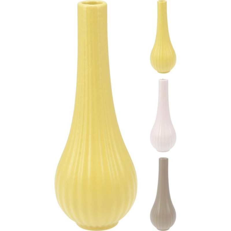 VASE PORCELAINE ALLONGE H21CM ASS.3 les 6P