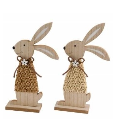 LAPIN BOIS RAPHIA H41.5CM ASS/2P