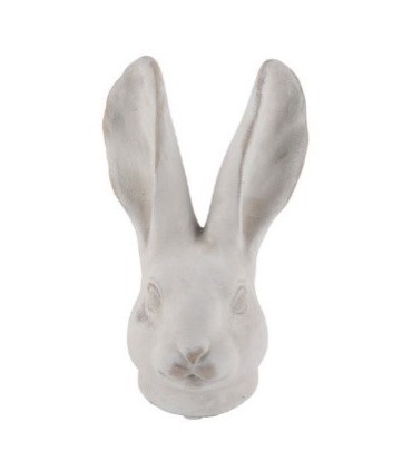 TETE DE LAPIN CIMENT BLANC H20CM la pièce