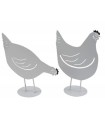 POULE METAL SUR SOCLE H18CM ASS/2P