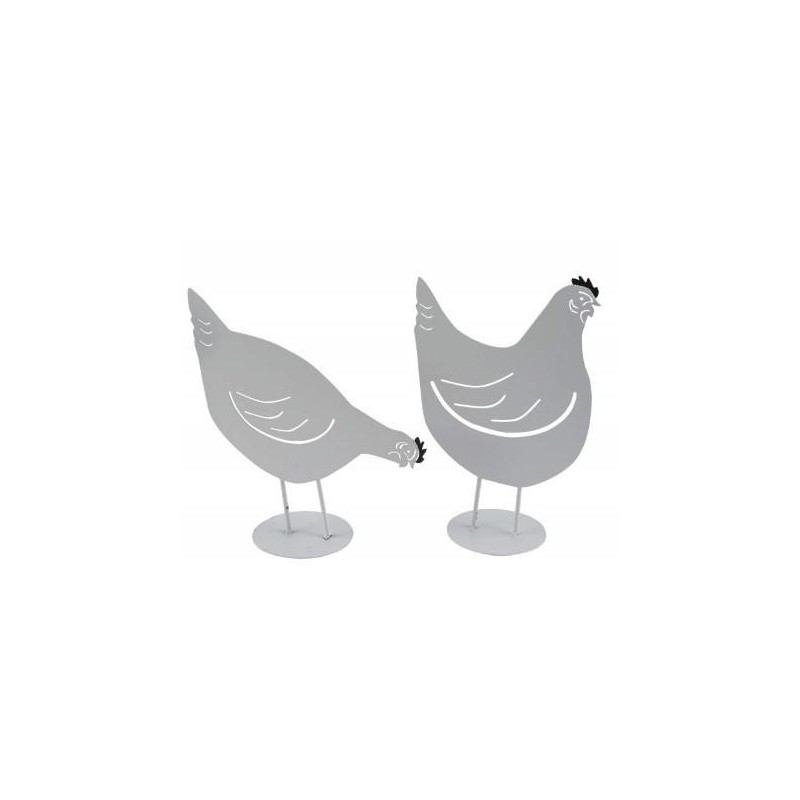 POULE METAL SUR SOCLE H30CM ASS/2P