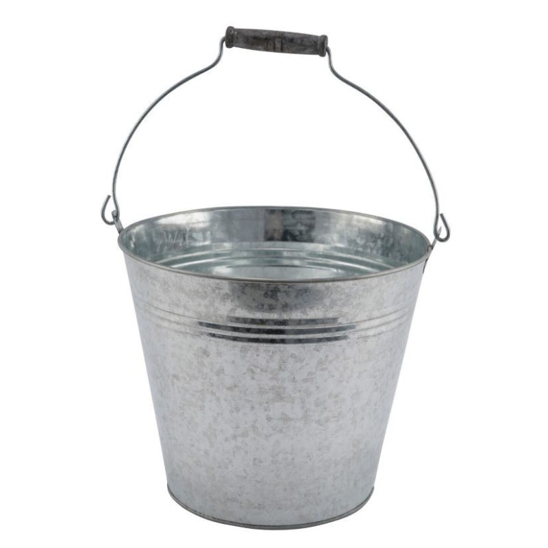 ZINC-SEAU NATUREL+POIGNET BOIS 022 H17CM /1P