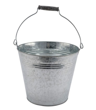 ZINC-SEAU NATUREL+POIGNET BOIS 022 H17CM /1P