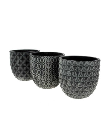 C.POT NOIR ASS.3 DESIGN 013 H15.5CM /3P