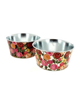 ZINC-COUPE ROSES PEINTES 019.5 H10CM les 6P