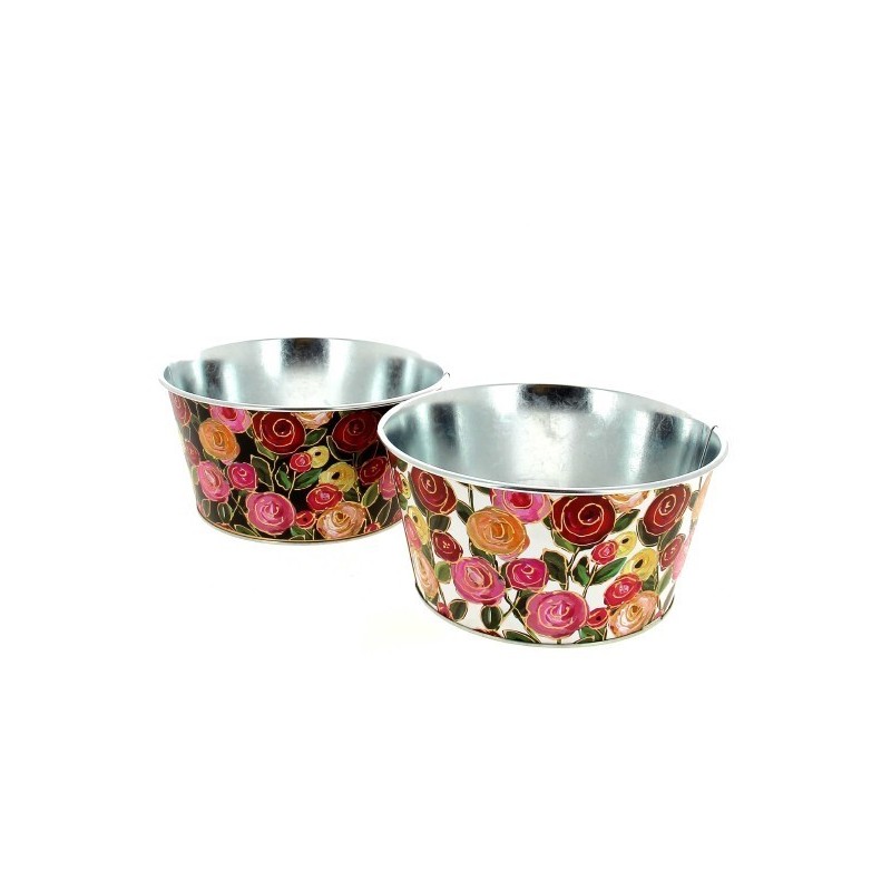 ZINC-COUPE ROSES PEINTES 019.5 H10CM les 6P