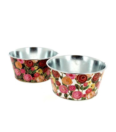 ZINC-COUPE ROSES PEINTES 019.5 H10CM les 6P