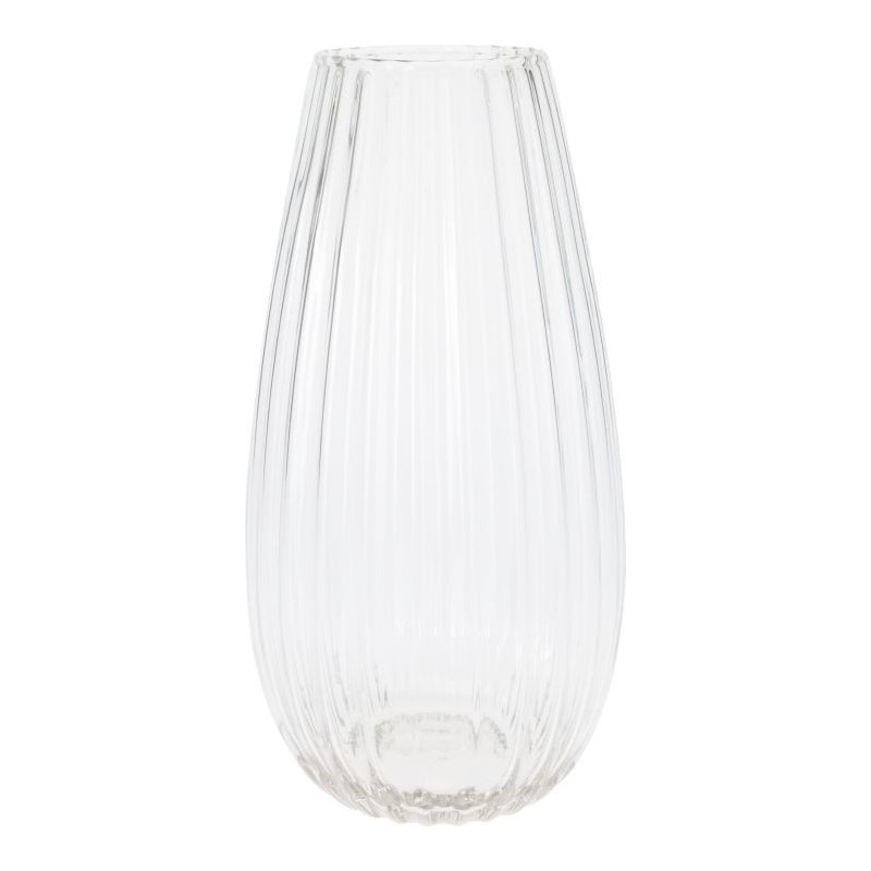VERRE VASE BOMBÉ H30CM /6P