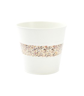 ZINC-POT BLANC BANDE FEUILLAGE 018 H16.5CM pièce