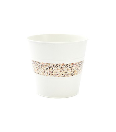 ZINC-POT BLANC BANDE FEUILLAGE 018 H16.5CM pièce
