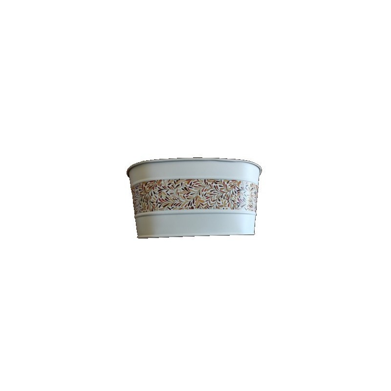 ZINC-JARDINIERE BANDE FEUILLAGE 22x13 H10.5CM /