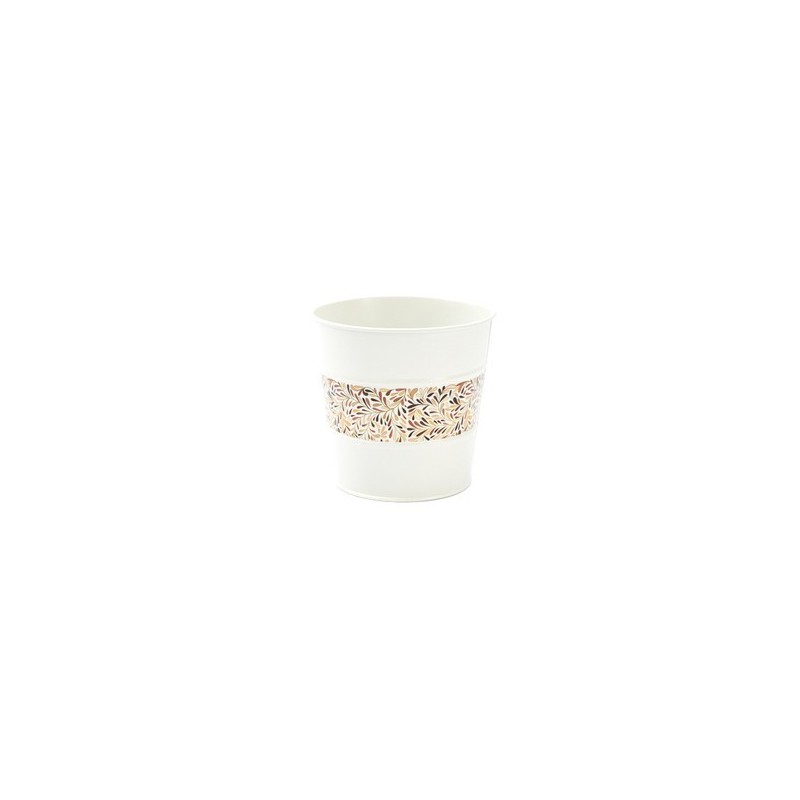ZINC-POT BLANC BANDE FEUILLAGE 013 H12.5CM pièce
