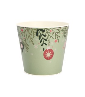 ZINC-POT VERT BOULES NOEL 018 H16.5CM les 8P