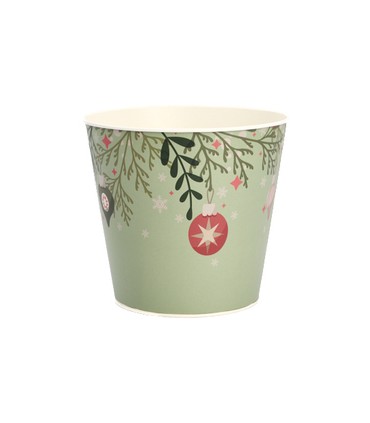 ZINC-POT VERT BOULES NOEL 018 H16.5CM les 8P