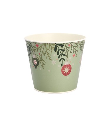 ZINC-POT VERT BOULES NOEL 015 H13.5CM les 10P