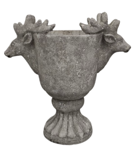 VASE CIMENT + CERF 31.5x17 H30CM à la pièce