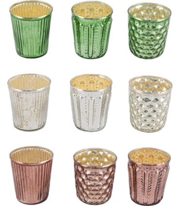 VERRE BOUGEOIR 3ASSORT 7x7 H8CM les 12P