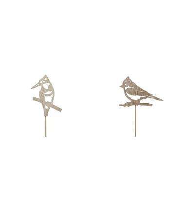OISEAU BOIS NATURE 8.5CM les 12 PIQUES