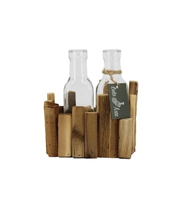VERRE BOUTEILLE/2 H15.5CM CADRE BOIS pièce
