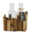 VERRE BOUTEILLE/2 H15.5CM CADRE BOIS pièce