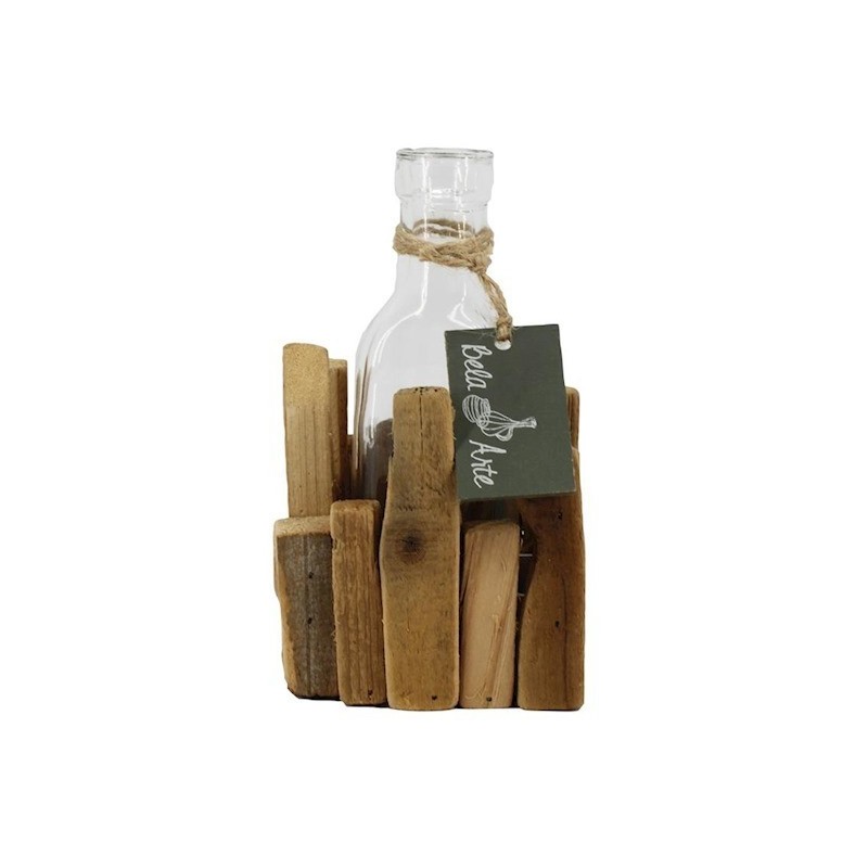 VERRE BOUTEILLE/1 H15.5CM CADRE BOIS pièce