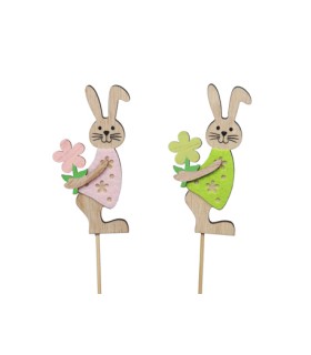 LAPIN BOIS "rose et vert" PIQUE les 10P