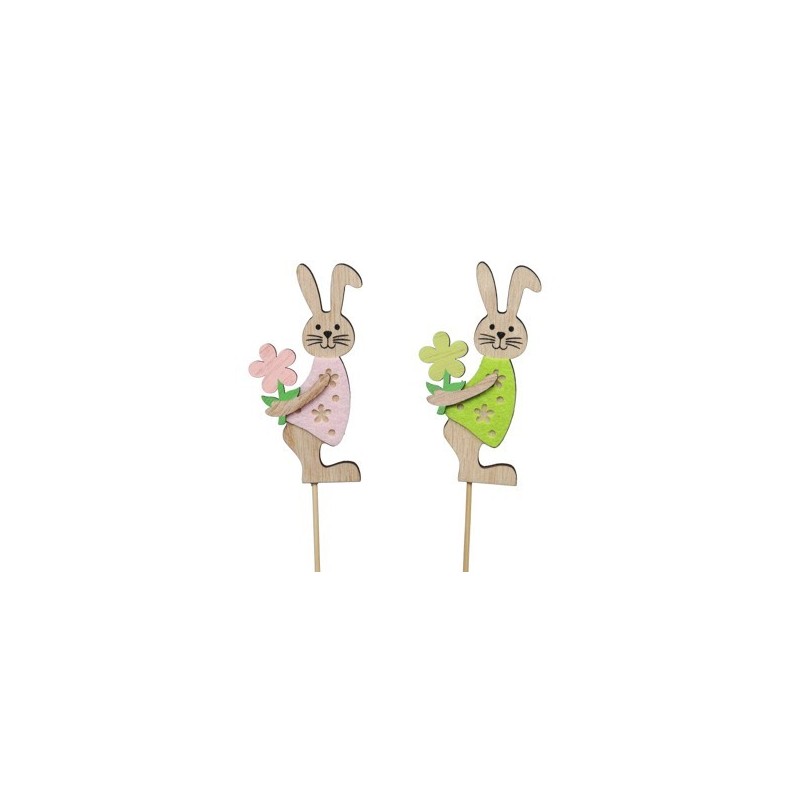 LAPIN BOIS "rose et vert" PIQUE les 10P