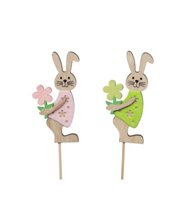 LAPIN BOIS "rose et vert" PIQUE les 10P