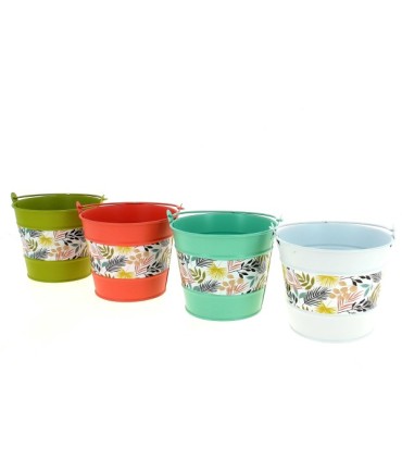 ZINC-SEAU FLEURI 011.5 H09.5CM les 6P