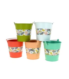 ZINC-SEAU FLEURI 013 H12.5CM les 6P