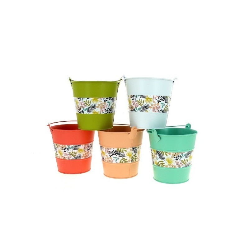 ZINC-SEAU FLEURI 013 H12.5CM les 6P