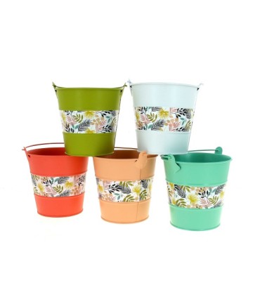 ZINC-SEAU FLEURI 013 H12.5CM les 6P