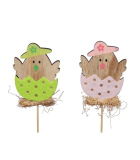 POUSSIN BOIS OEUF FEUTRINR les 8P