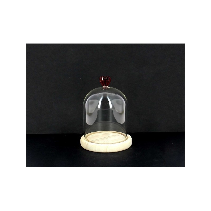 VERRE CLOCHE coeur rouge 010 H12CM