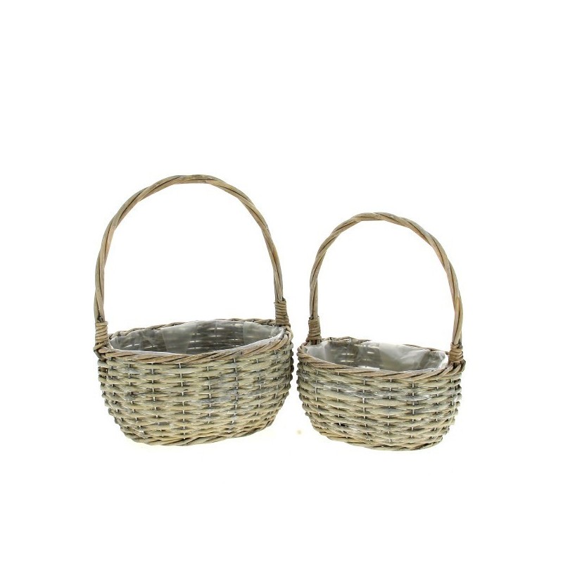 CORBEILLE OSIER GRIS OVAL SET 2P