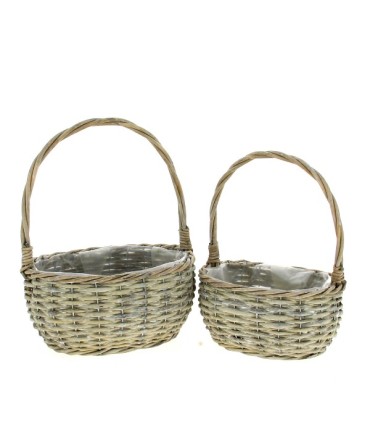 CORBEILLE OSIER GRIS OVAL SET 2P