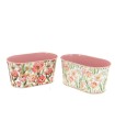 ZINC-JARDINIERE FLEURS ROSE 19.5X11.5 les 6P