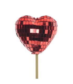 PIQUE COEUR ROUGE FACETTE 5.5 H50CM les 10P