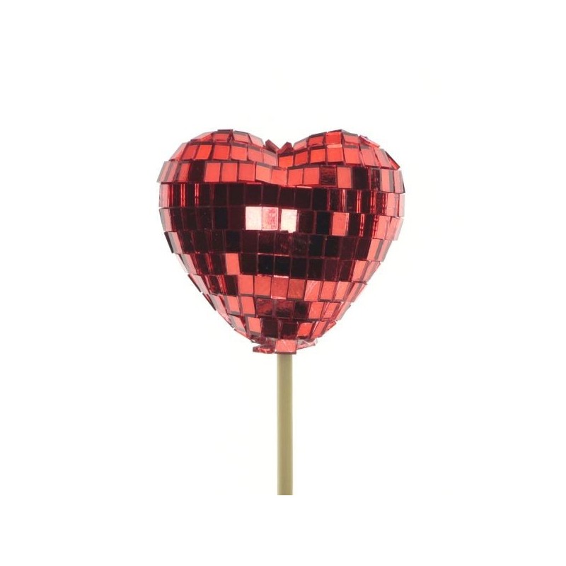 PIQUE COEUR ROUGE FACETTE 5.5 H50CM les 10P