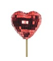 PIQUE COEUR ROUGE FACETTE 5.5 H50CM les 10P