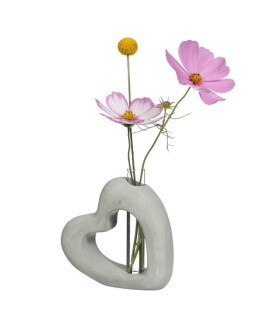 VERRE SOLIFLOR COEUR CIMENT H13CM les 6P