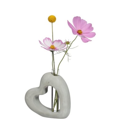 VERRE SOLIFLOR COEUR CIMENT H13CM les 6P