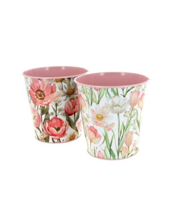 ZINC-POT FLEURS ROSE 015 H15CM les 12P